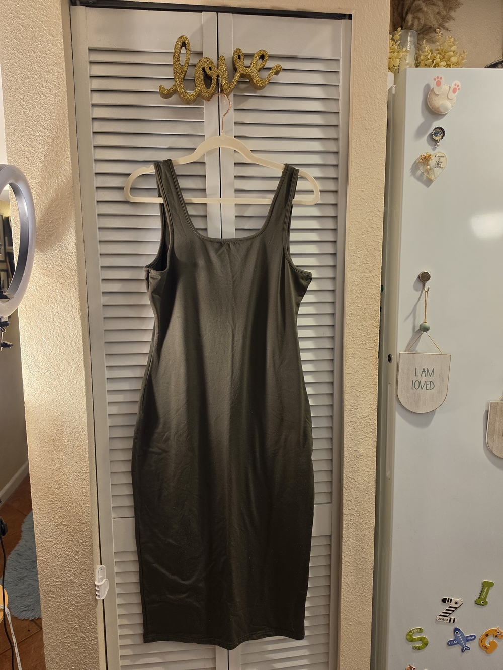 Ty Olive Green Sleeveless Midi Bodycon Dress Size XL